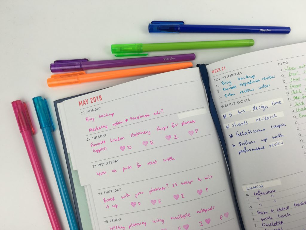 kikki k weekly planner review goals rainbow color coding pens blog planning habit routine recurring tasks bookbound diary agenda organizer