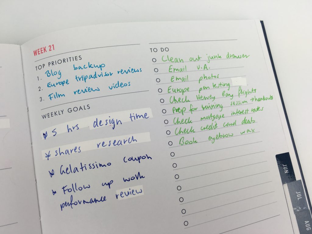 kikki k weekly planner review pros and cons goal habit color coding rainbow checklist