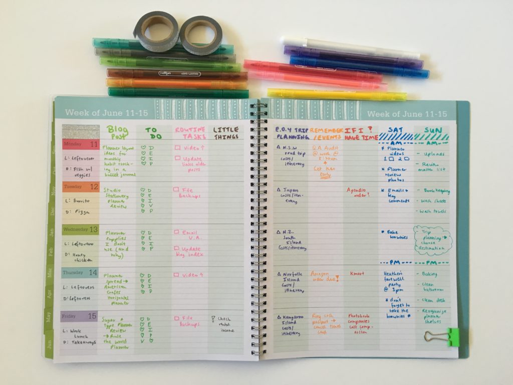 blue sky teacher planner review convert to weekly planner family blog life travel colorful rainbow lined affordable