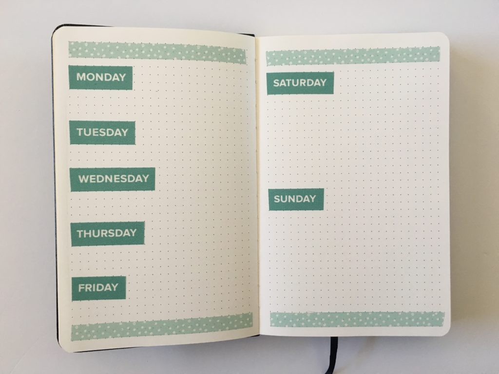 bullet journal weekly spread washi planner decorating simple minimalist tips ideas inspiration dot grid journal bujo