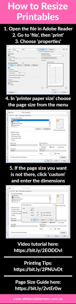 How to resize printables (how to print letter size onto half page, A5 ...