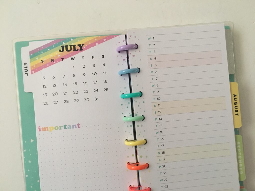 Happy planner skinny classic half sheet weekly planner horizontal rainbow stripe 12 month dated review pros and cons pen testing_07