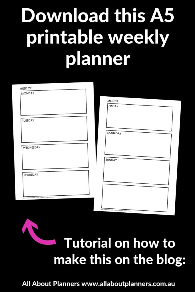 a5 printable weekly planner tutorial photoshop video all about planners