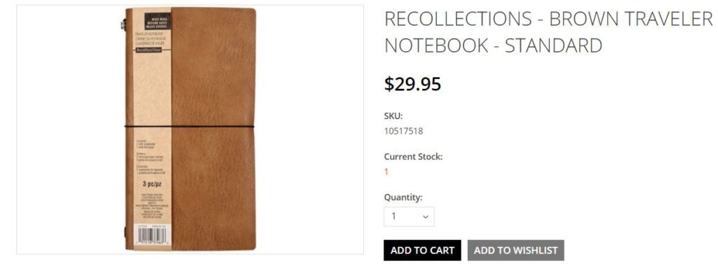 recollections travellers notebook brown standard thin lightweight made in the usa