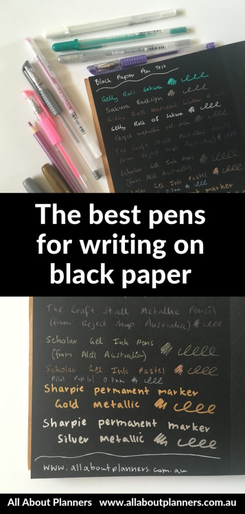 best pens for writing on black paper swatches testing sakura gelly roll 08 white neon pink metallic gold sharpie uniball signo