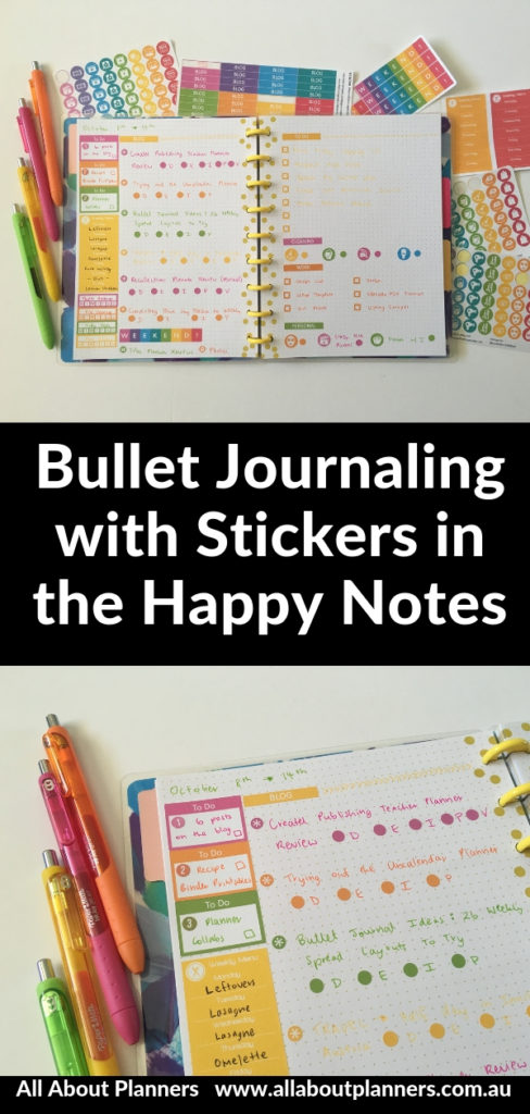 happy notes bullet journal layout rainbow planner stickers colorful diy bujo bullet journaling simple minimalist papermate gel