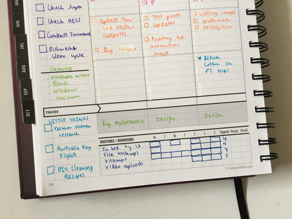 lucly life tools planner review weekly habit tracker blog travel home reminders cleaning little things lined monday start