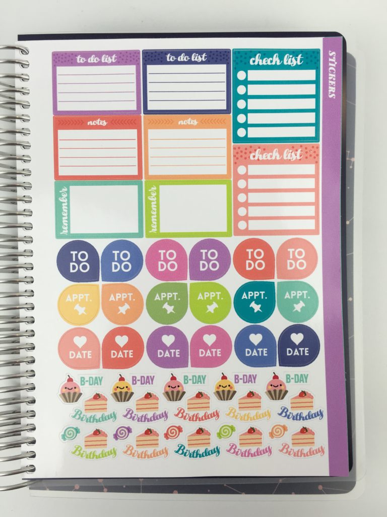 purple trail planner stickers to do birthday checklist date appointment rainbow colorful quality review