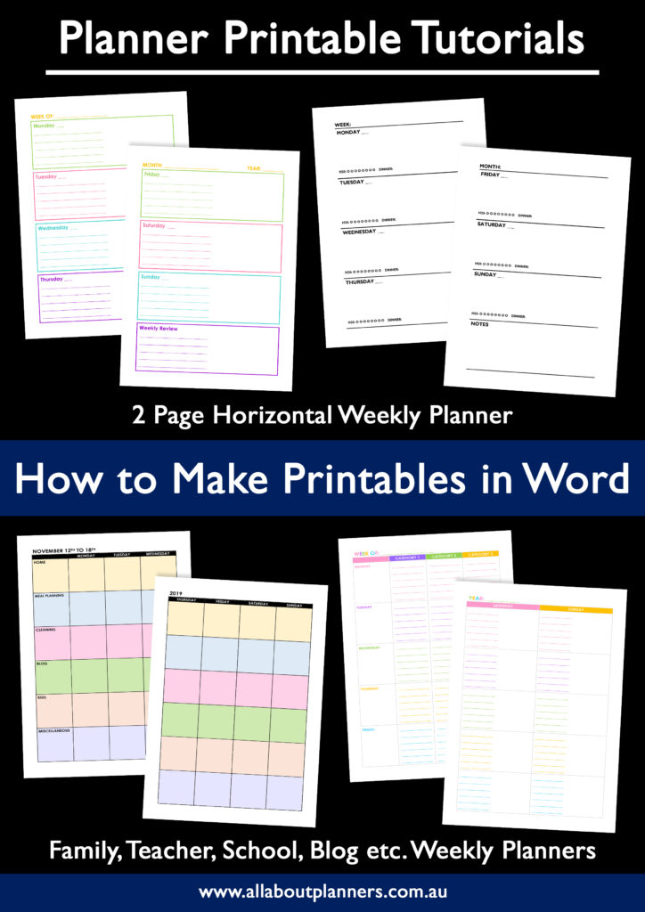 How to make printables in word tutorial ecourse weekly planner daily habit tracker