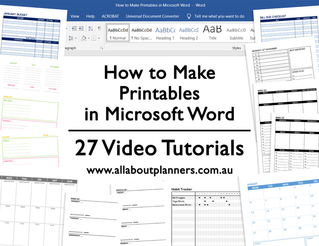 how to make printables in microsoft word tutorials ecourse step by step calendar weekly daily checklist