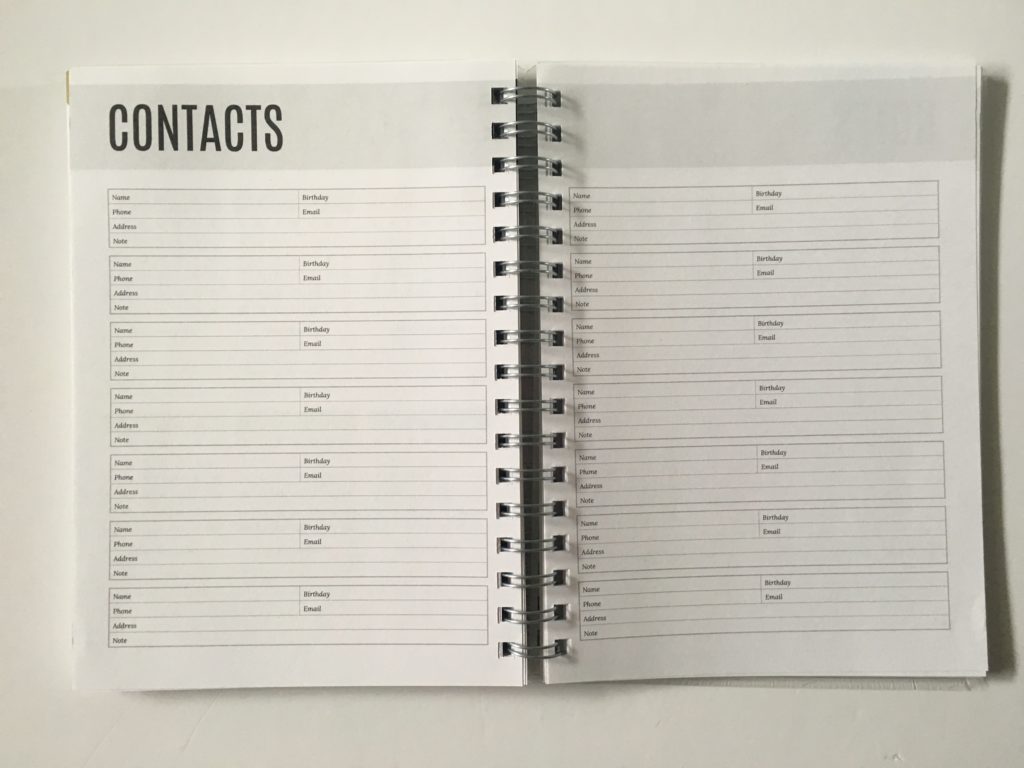 write stuff planning weekly planner review pros and cons contacts page