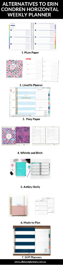 Alternatives to the erin condren weekly planner, plum paper horizontal planner, limelife horizontal, posy paper, whistle and birch, ashley shelly