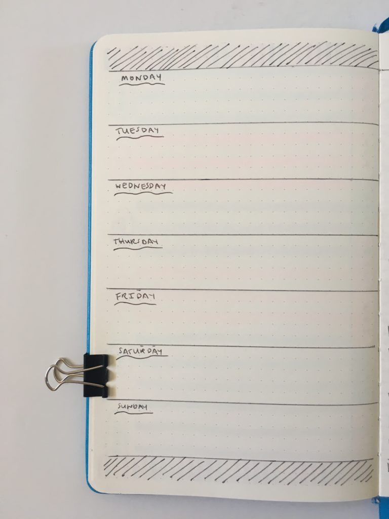 bujo simple quick easy horizontal 1 page weekly spread decorative monday week start diy