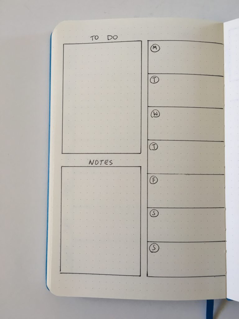 bullet journal simple weekly spread 1 page layout ideas meal planning inspiration tips monday start