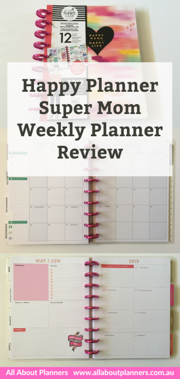 happy planner super mom weekly planner review dashboard layout horizontal weekdays with checklist lined writing space discbound mambi video pen test