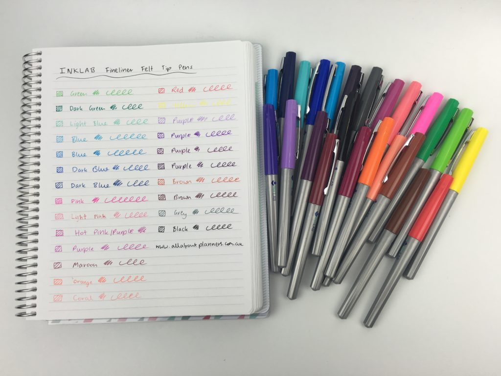 inklab pen testing swatch page rainbow cheaper alternative to papermate flair similar rainbow color coding fine tip