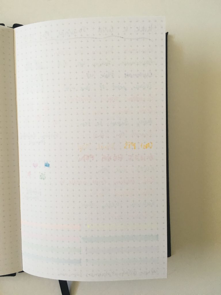 kikki k grid journal pen test ghosting bleed through fine tip gel pen highlighters paper quality stamps