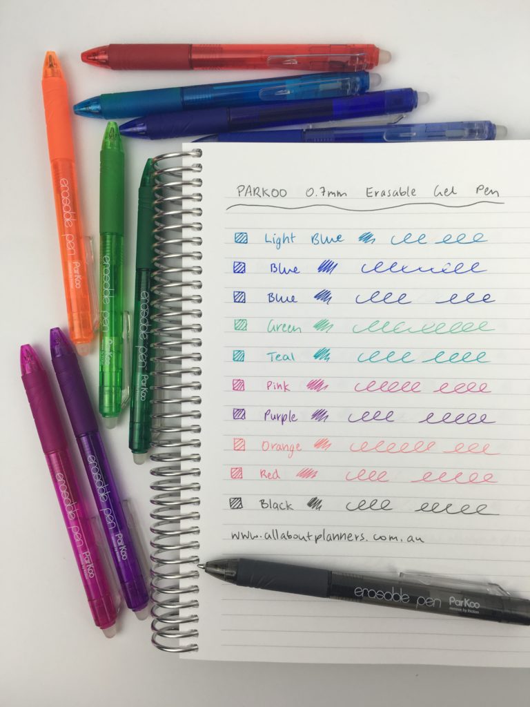 parkoo erasable pen medium tip retractable cheaper alternative to frixion rainbow