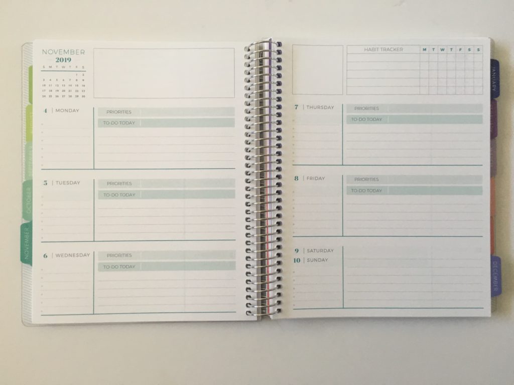 plum paper horizontal notes priorities weekly spread school work blog home personal life 2 pages per week