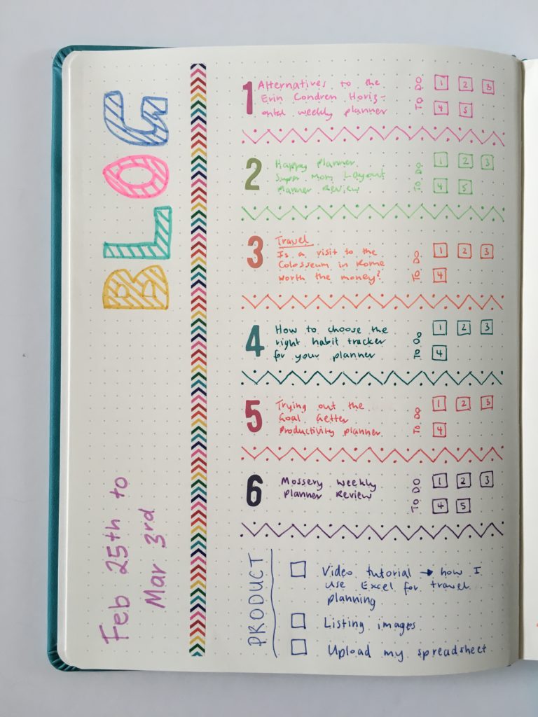 Siwengde bullet journal weekly spread blog planning simple quick easy business blogging layout ideas