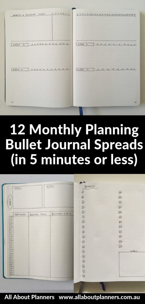bullet journal monthly planner spreads in 5 minutes or less quick simple easy diy alternative to traditional box calendar bujo