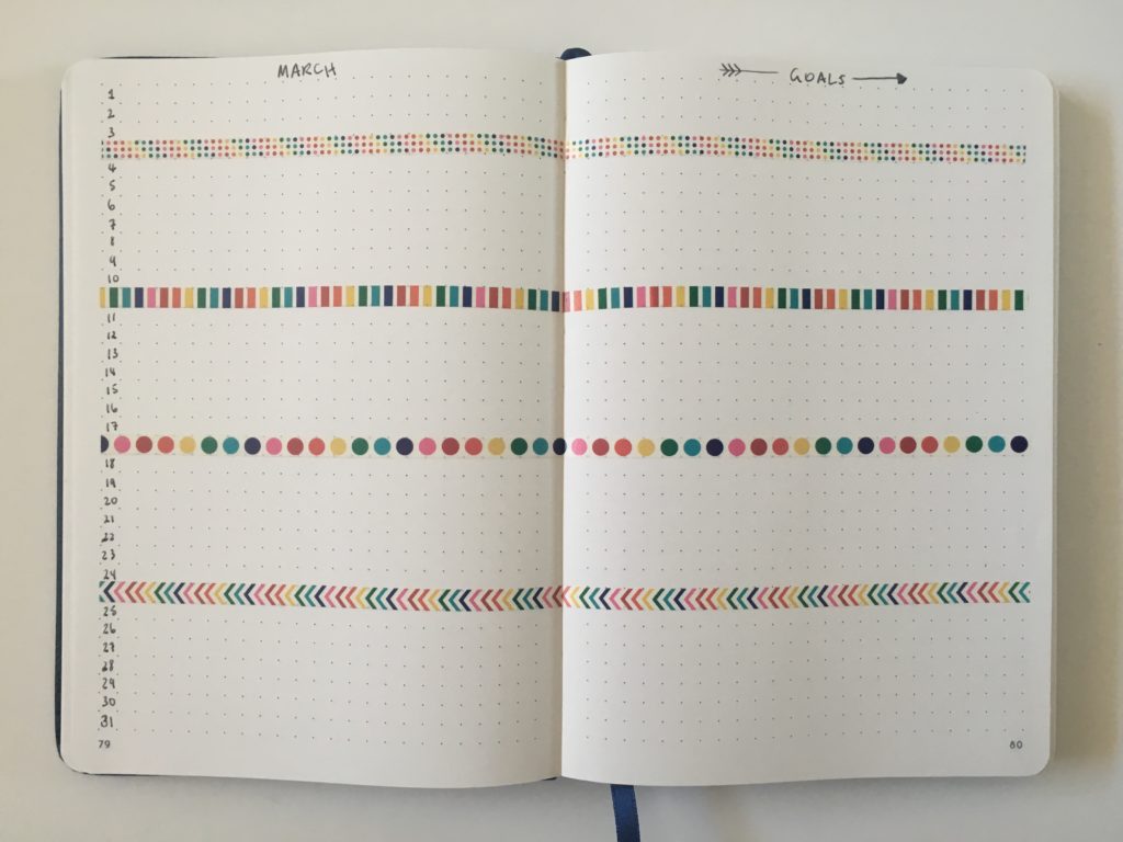 bullet journal monthly planning colorful quick simple easy use washi tape in your bujo ideas