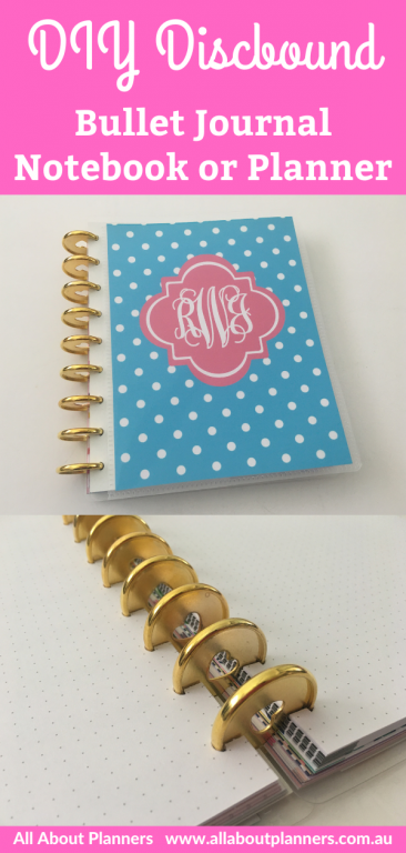 how to make a diy discbound bullet journal notebook or planner refillable pages custom personalised monogram cover