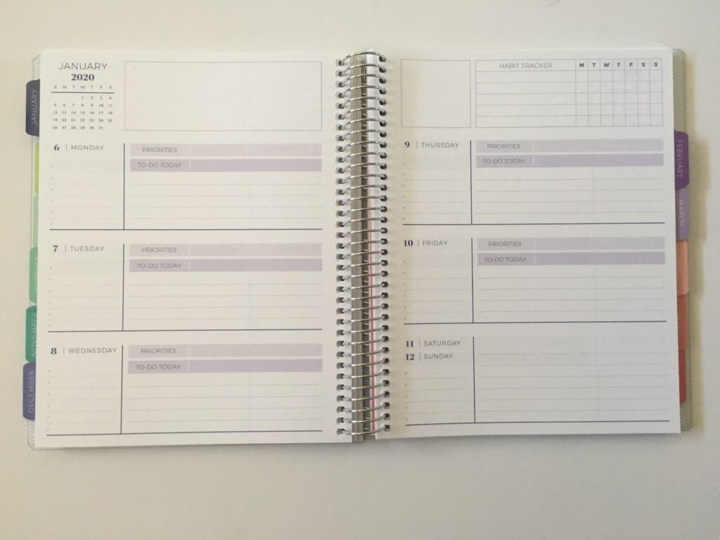 plum paper horizontal notes priorities weekly spread school work blog home personal life 2 pages per week combined weekends
