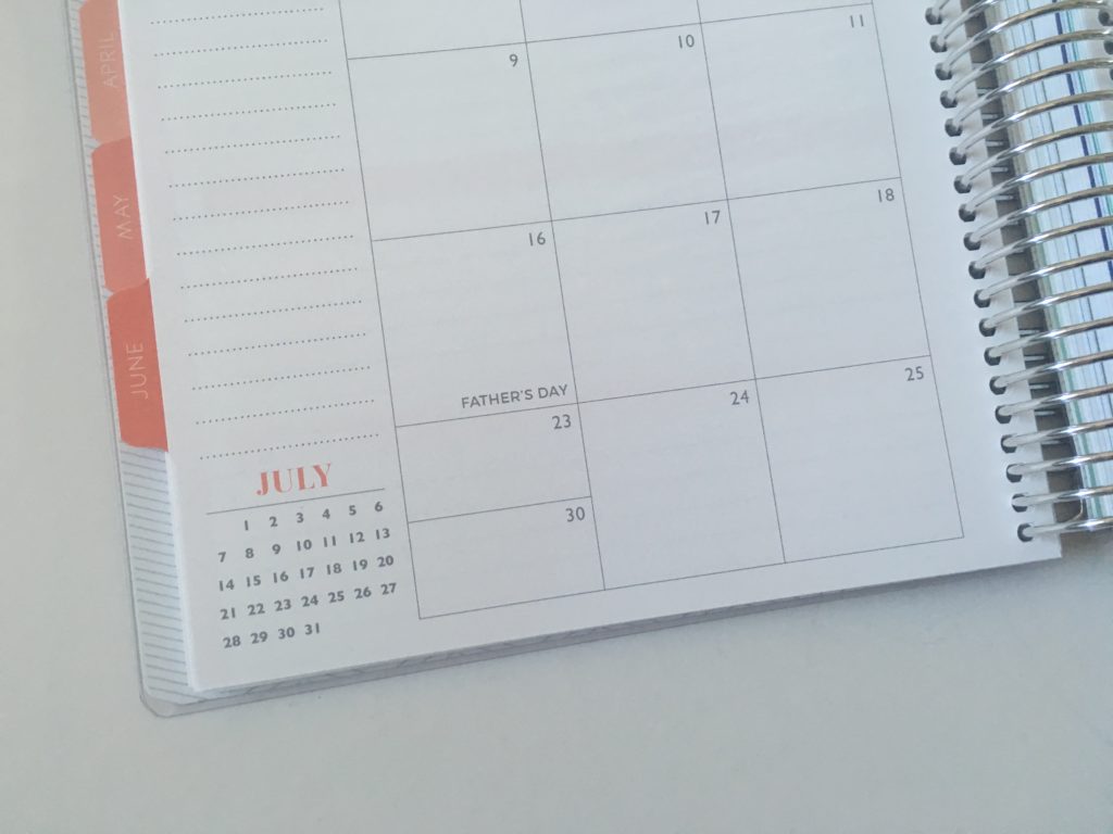 plum paper planner monthly calendar split date boxes