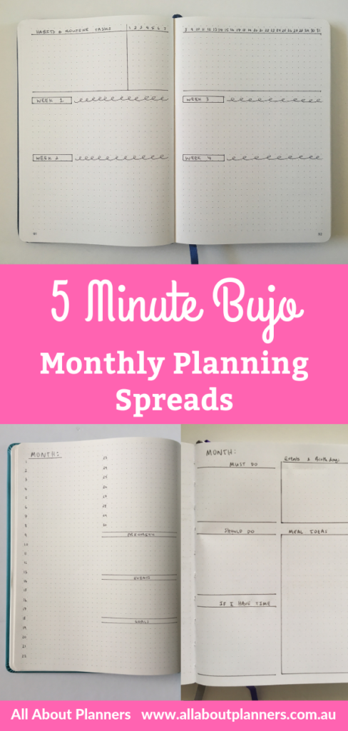 quick bullet journal layout monthly spreads in 5 minutes or less minimalist easy simple frixon pen dot grid notebook tips inspo