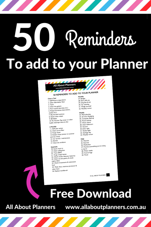 50 reminders to add to your planner yearly quarterly 6 monthly annual weekly daily helpful printables to add to your planner tips inspiration planning bullet journaling newbie