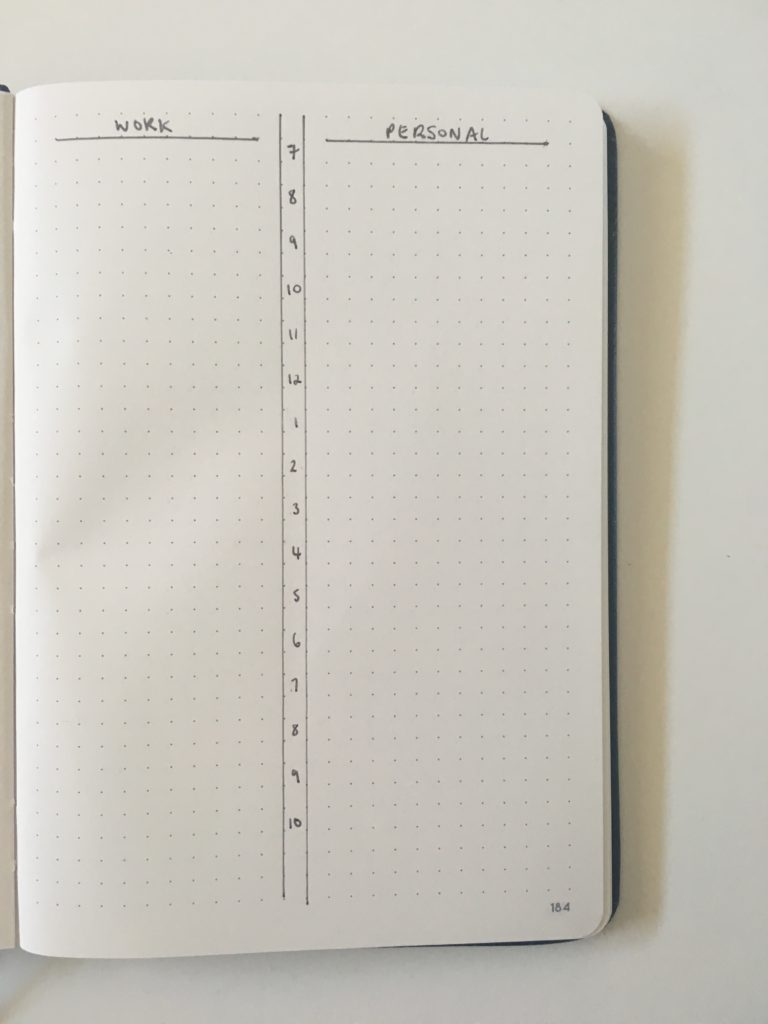 bullet journal day to a page vertical hourly layout appointments simple quick easy minimalist