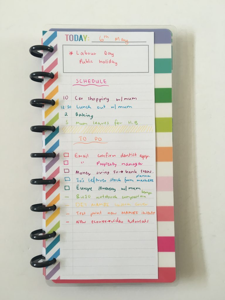 happy planner half sheet printable mambi classic size rainbow schedule undated you choose start time checklist DIY insert