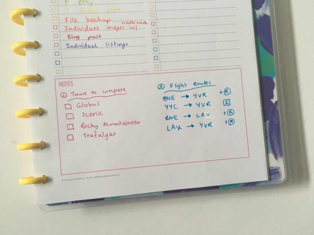 how to use the notes section of your weekly planner spread ideas tips layouts simple colorful rainbow