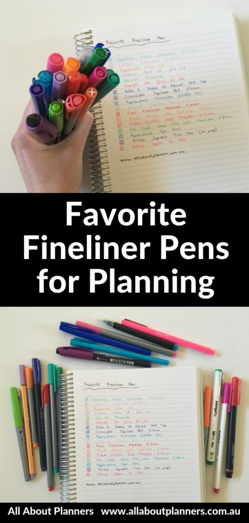 favorite fineliner pens for planning planner supplies ghosting bleed through pen swatches tips recommendations cheap expensive