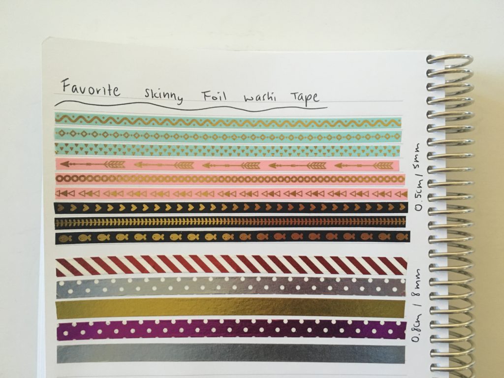 favorite skinny washi tape for planning foil glitter planner supplies recommendation sparkly bullet journal supplies all about planners essential supplies