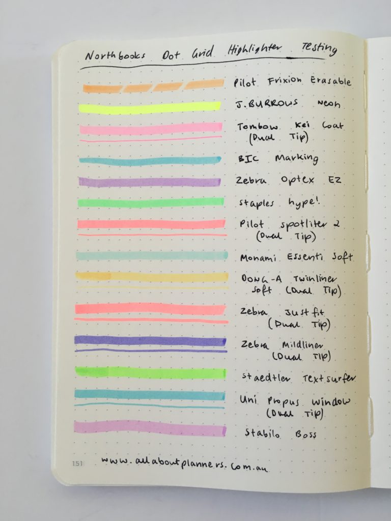 northbooks dot grid journal highlighter testing ghosting bleed through 90gsm paper quality