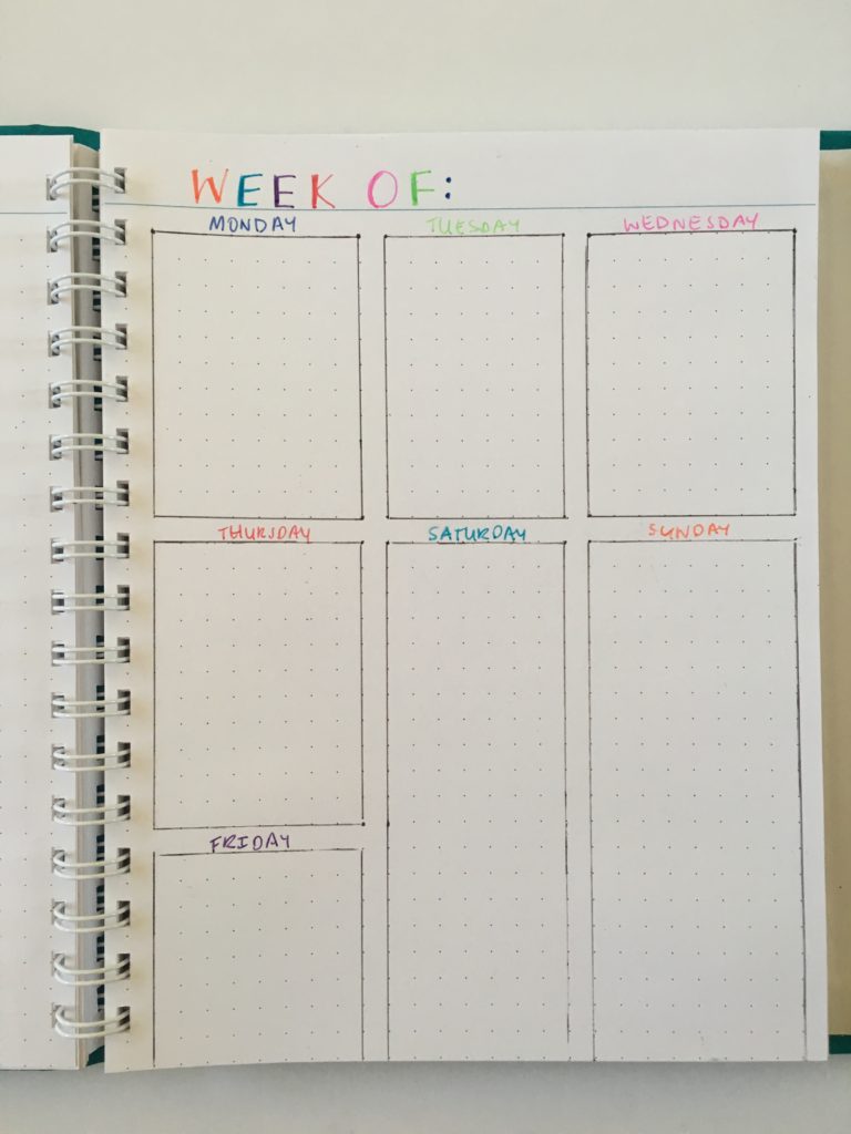 bujo minimalist weekly spread 1 page colorful frixion erasable all about planners