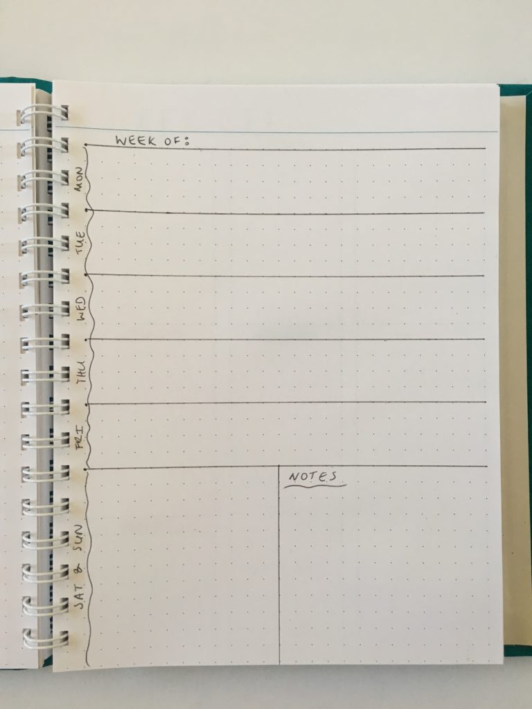 bullet journal weekly spread 1 page simple quick easy
