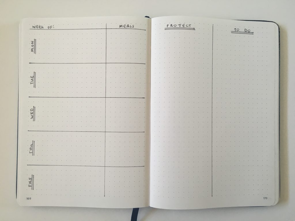 bullet journal weekly spread project planning to do checklist 5 day week work planner student mom family college school
