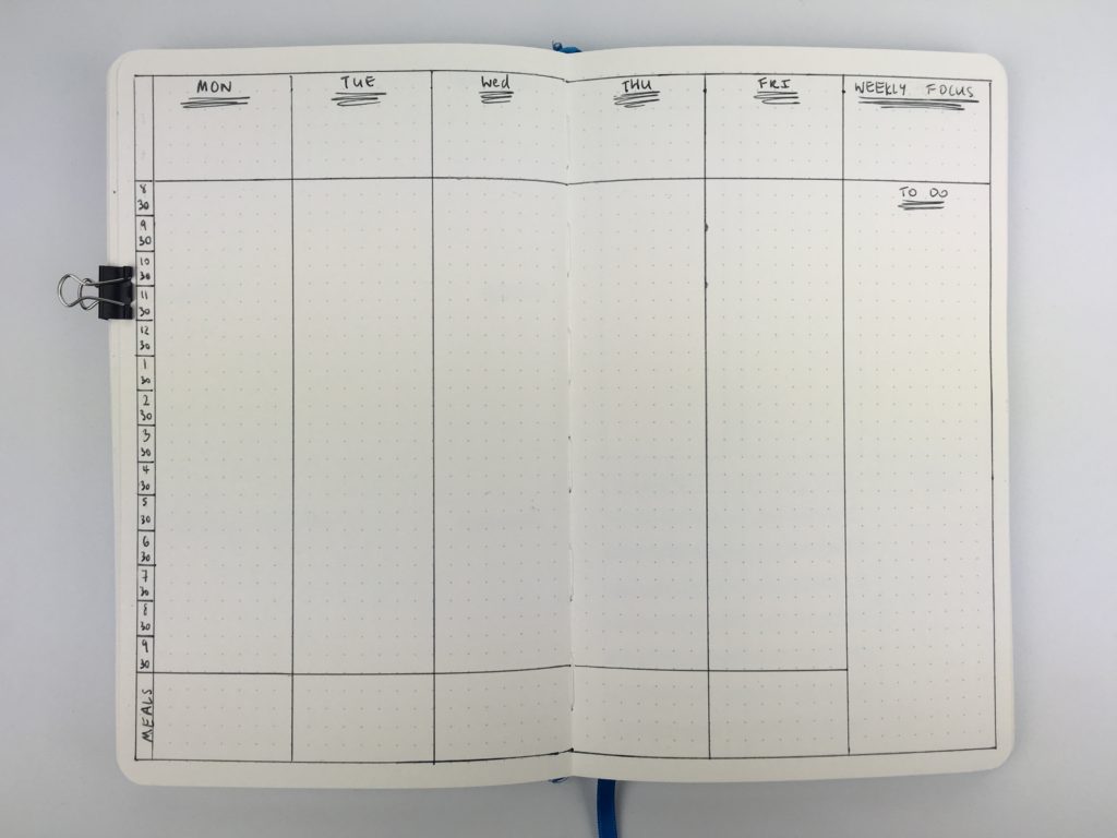 bullet journal weekly spread scheduling layout simple functional minimalist easy quick diy ideas inspiration
