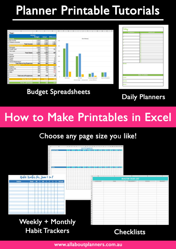 how to make printables in excel budgeting checklists daily planner monthly weekly habit trackers