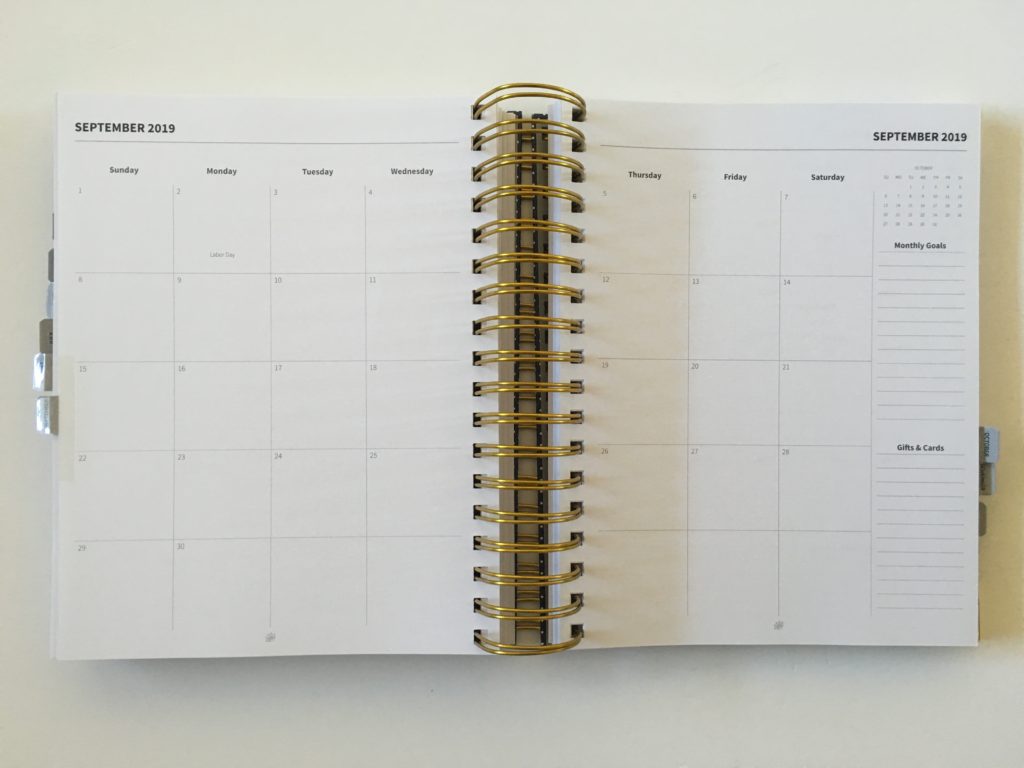 peacock paper planner review monthly spread sunday weekly start minimalist coil bound