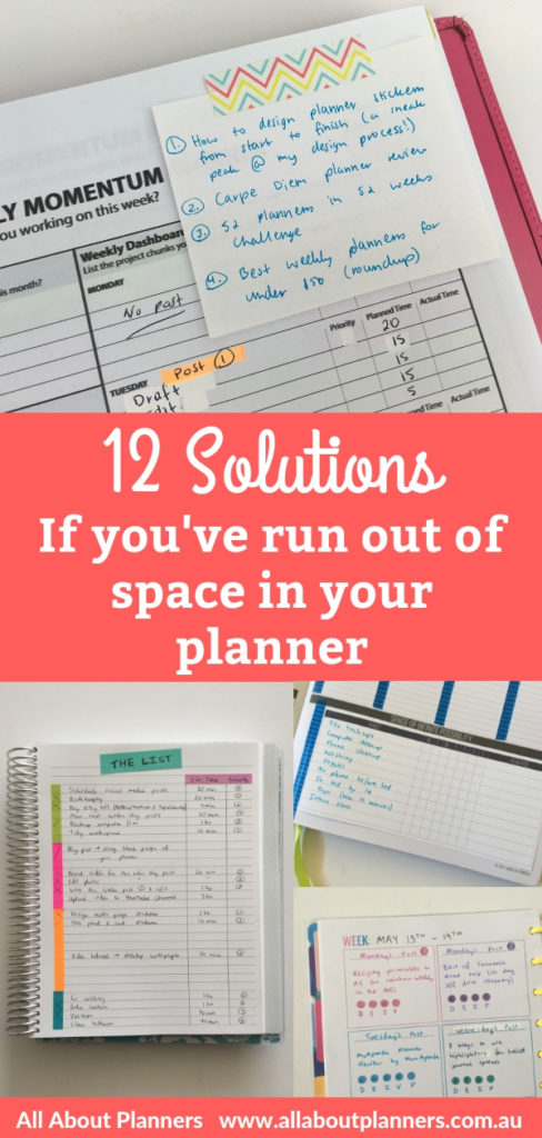 what to do if you run out of space in your planner solution weekly monthly color coding sticky notes washi tape