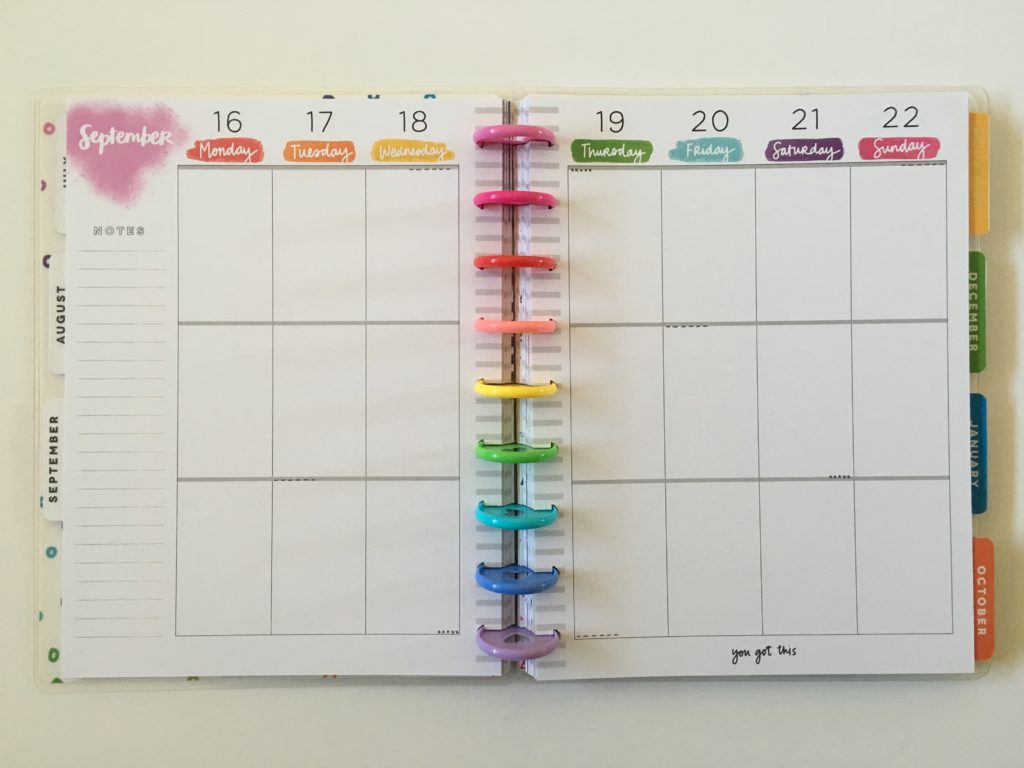 amy tangerine happy planner collaboration be happy box planner vertical sunday week start rainbow colorful 3 sections per day