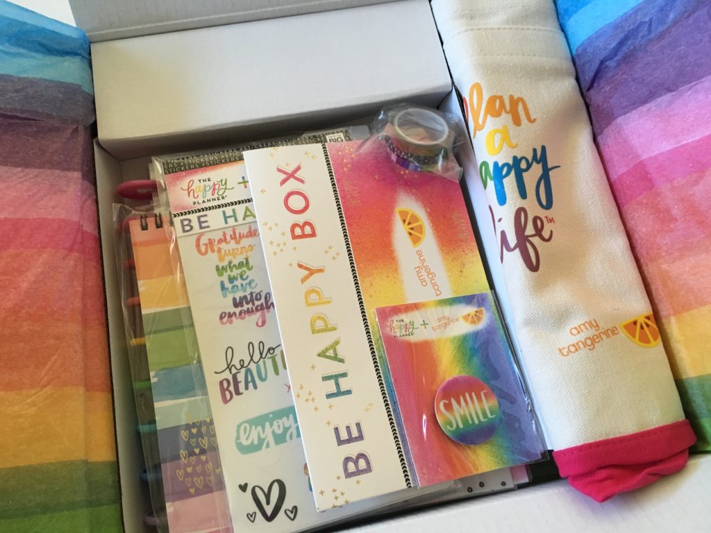 be happy box amy tangerine me and my big ideas happy planner rainbow bundle review video what's included