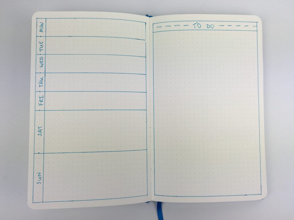 bujo spread simple minimalist weekly 1 page horizontal larger weekend inspiration ideas creative color checklist diy inspo bullet journal