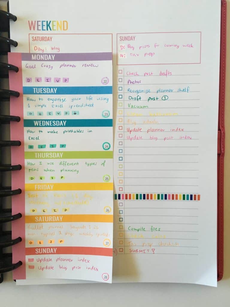 Categorised weekly planning using printables in the ARC discbound ...