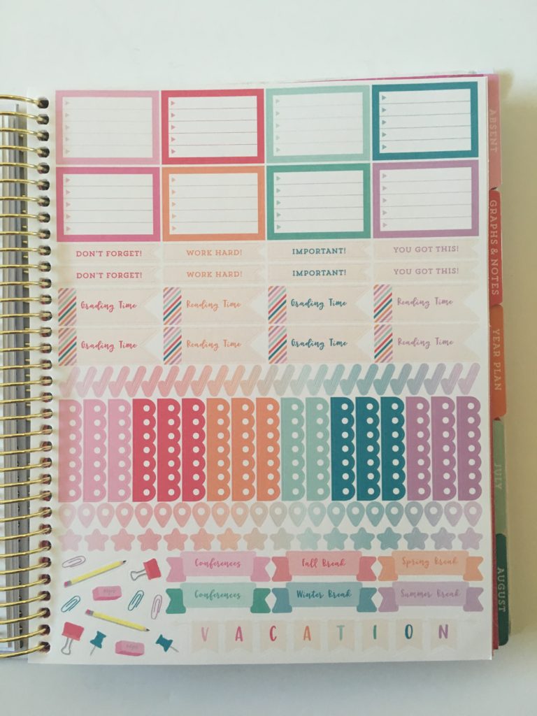 recollections teacher planner stickers functional icon lesson planning no school birthday event labels rainbow