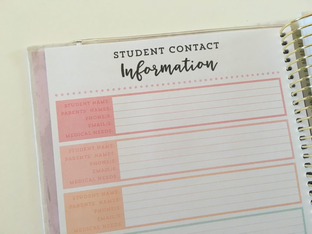 recollections teacher planner student contact information video review